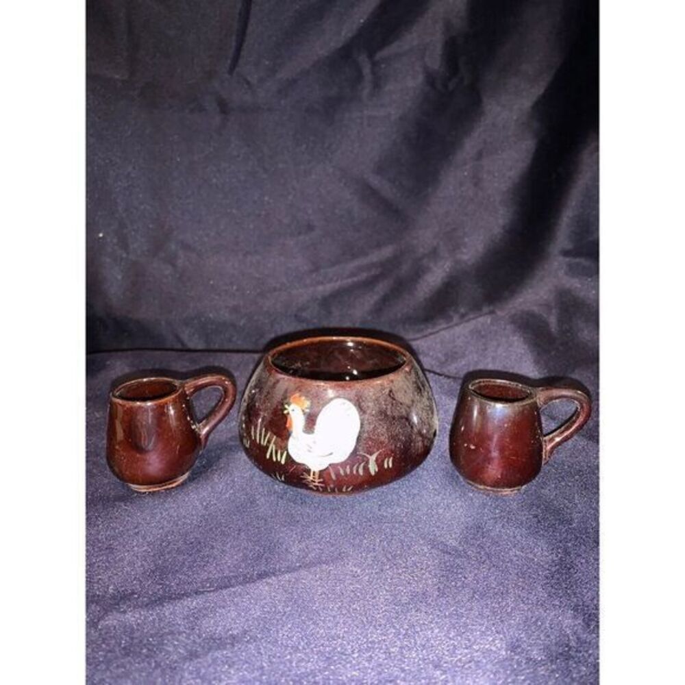 Vintage 3‎ Piece Tilso Hand Painted Japan Sugar Cups Creamer